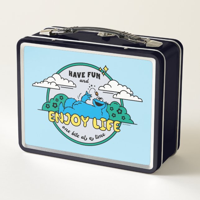 Cookie Monster | Enjoy Life One Bite at a Time Metal Lunch Box (Back)