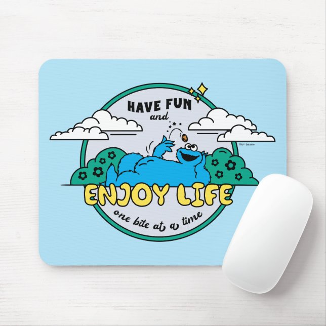 Cookie Monster | Enjoy Life One Bite at a Time Mouse Mat (With Mouse)