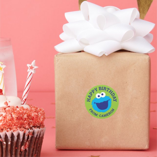 Cookie Monster Face | Happy Birthday Gift Tag (Party)