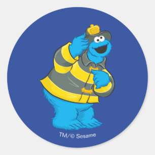 Cookie Monster Fireman Costume Classic Round Sticker