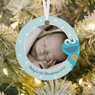 Cookie Monster First Christmas - Add Your Name Metal Tree Decoration