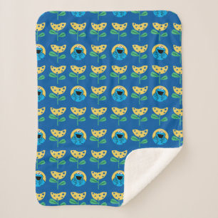 Cookie Monster Flower Pattern Sherpa Blanket