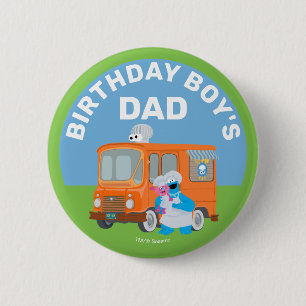 Cookie Monster Food Truck Birthday Boy's Dad 6 Cm Round Badge