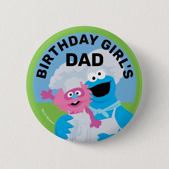 Cookie Monster Food Truck Birthday Girl's Dad 6 Cm Round Badge (Front)