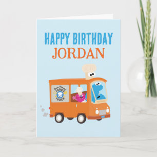 Cookie Monster Food Truck Happy Birthday Note Card