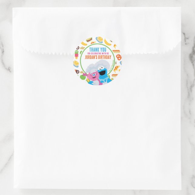 Cookie Monster Foodie Truck Thank You Classic Round Sticker (Bag)