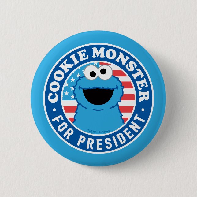 Cookie Monster for President 6 Cm Round Badge (Front)