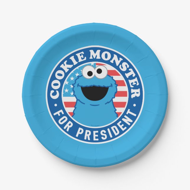 Cookie Monster for President Paper Plate (Front)