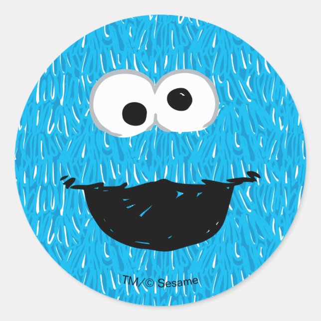 Cookie Monster Fur Face Pattern Classic Round Sticker (Front)