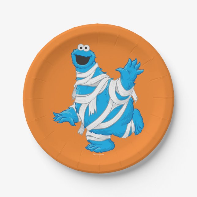 Cookie Monster | Halloween Mummy Paper Plate (Front)