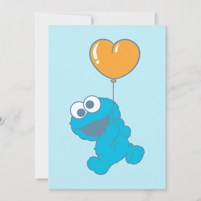 Cookie Monster Heart Balloon Card (Front)