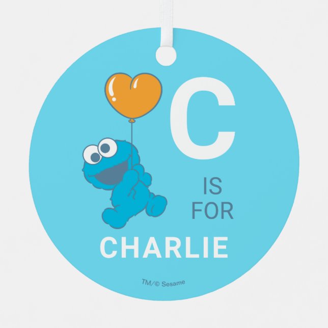 Cookie Monster Heart Balloon Metal Tree Decoration (Front)