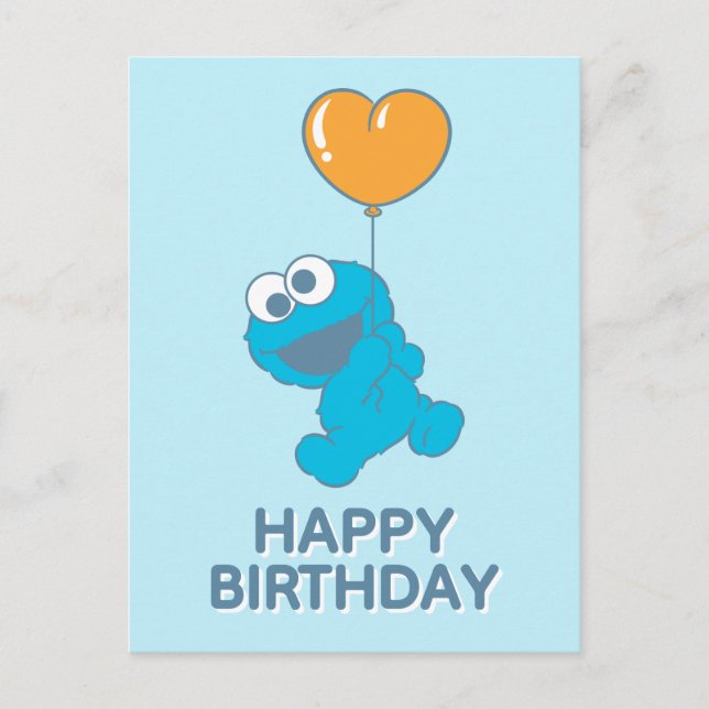 Cookie Monster Heart Balloon Postcard (Front)