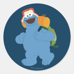Cookie Monster Hiking Classic Round Sticker