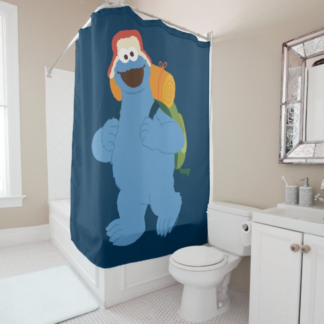 Cookie Monster Hiking Shower Curtain (In Situ)