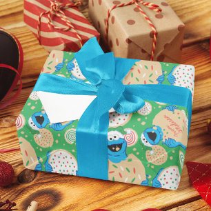 Cookie Monster Holiday    Add Your Name Wrapping Paper