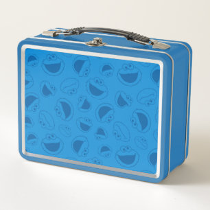 Cookie Monster Me Awesome Blue Pattern Metal Lunch Box