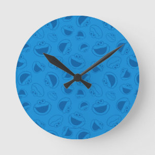 Cookie Monster Me Awesome Blue Pattern Round Clock