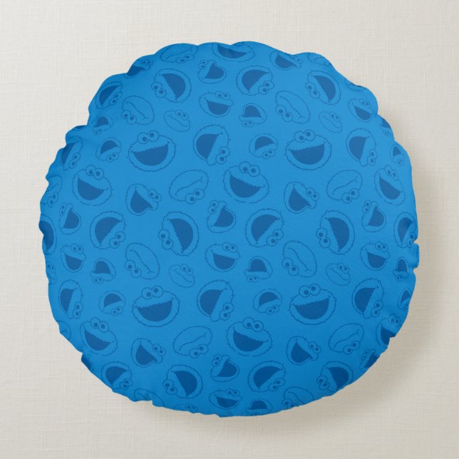 Cookie Monster | Me Awesome Blue Pattern Round Cushion (Front)