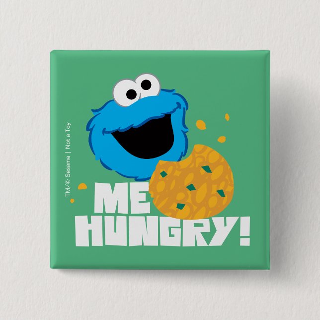 Cookie Monster | Me Hungry! 15 Cm Square Badge (Front)