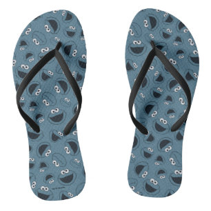 Cookie Monster   Me Hungry Pattern Flip Flops
