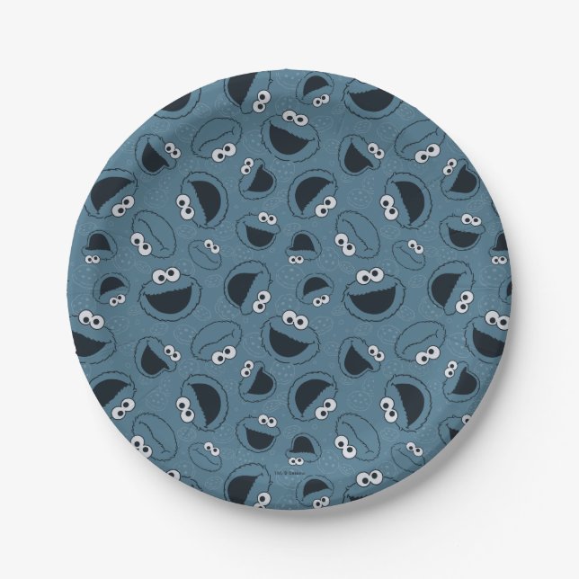Cookie Monster | Me Hungry Pattern Paper Plate (Front)