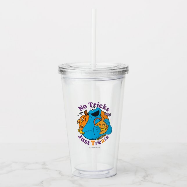 Cookie Monster | No Tricks Just Treats Acrylic Tumbler (Front)