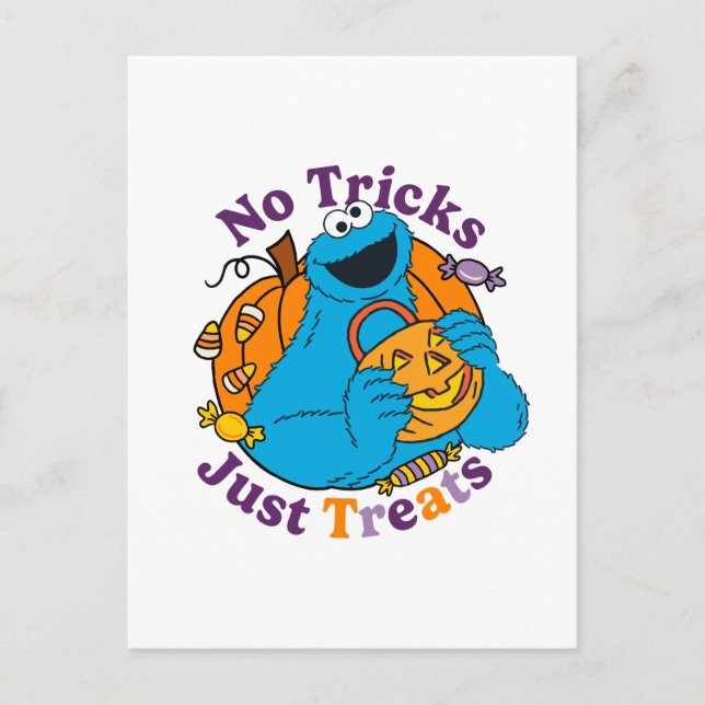 Cookie Monster | No Tricks Just Treats Postcard (Front)