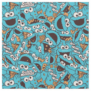 Cookie Monster   Nom Nom Nom Pattern Fabric
