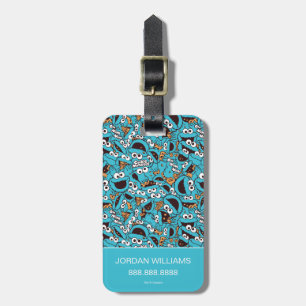 Cookie Monster   Nom Nom Nom Pattern Luggage Tag