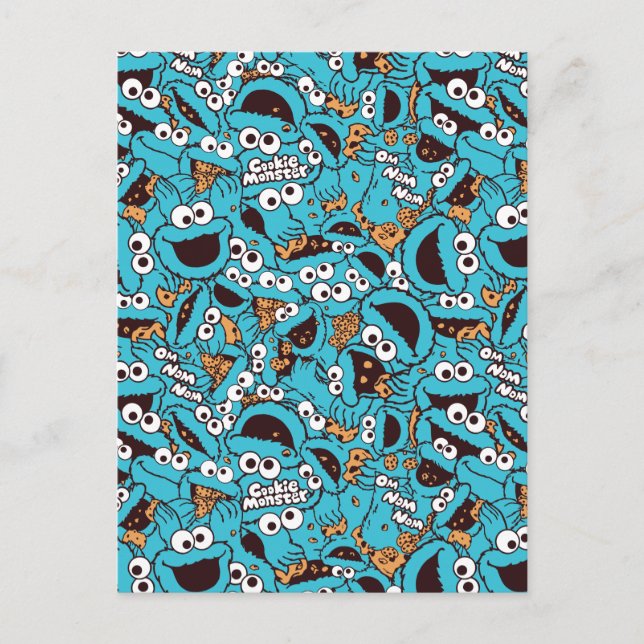 Cookie Monster | Nom Nom Nom Pattern Postcard (Front)