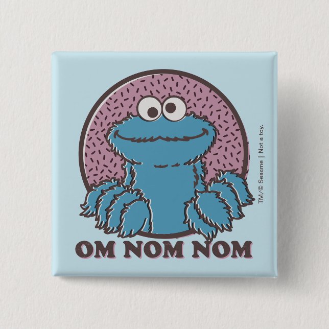 Cookie Monster | Om Nom Nom 15 Cm Square Badge (Front)