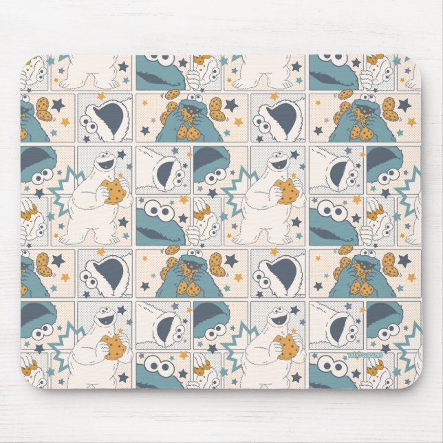 Cookie Monster | Om Nom Nom Comic Pattern Mouse Mat (Front)