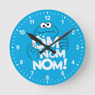 Cookie Monster Om Nom Nom! Round Clock