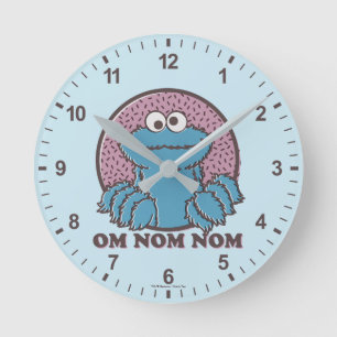 Cookie Monster Om Nom Nom Round Clock