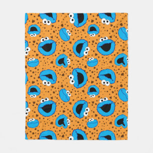 Cookie Monster on Cookie Pattern Fleece Blanket