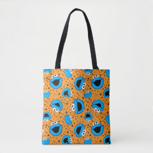 Cookie Monster on Cookie Pattern Tote Bag