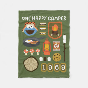 Cookie Monster   One Happy Camper Fleece Blanket