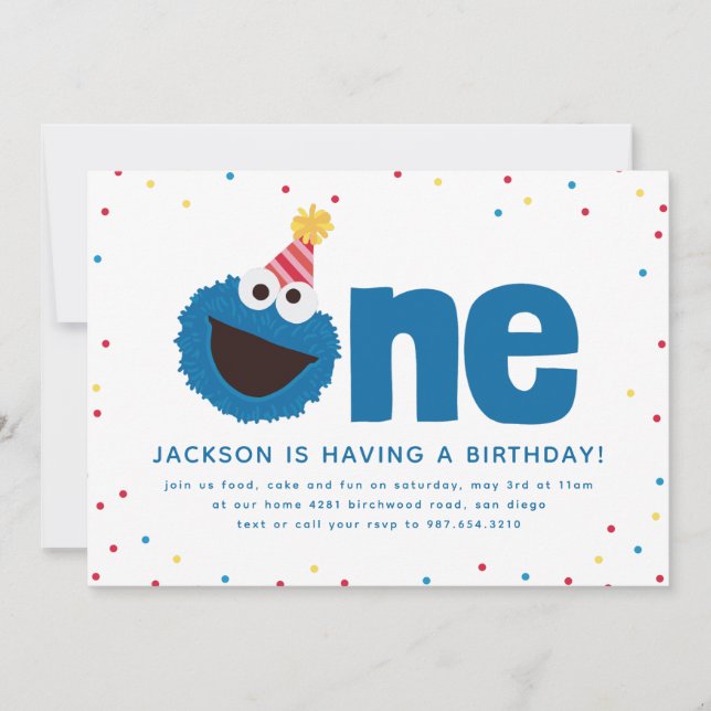 Cookie Monster One Invitation (Front)