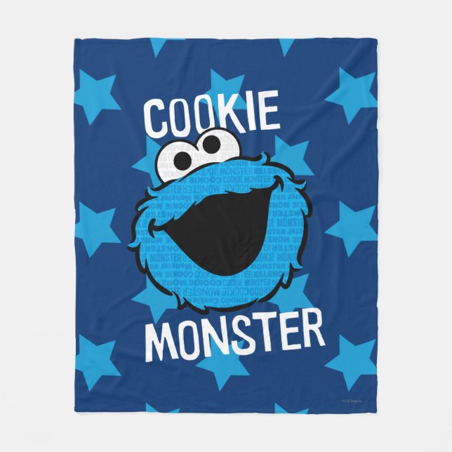 Cookie Monster Pattern Face Fleece Blanket (Front)
