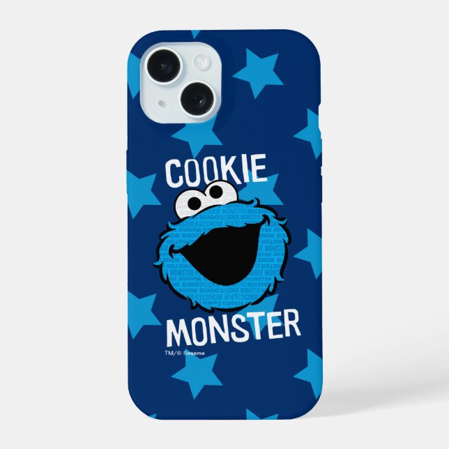 Cookie Monster Pattern Face iPhone 15 Case (Back)