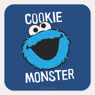Cookie Monster Pattern Face Square Sticker