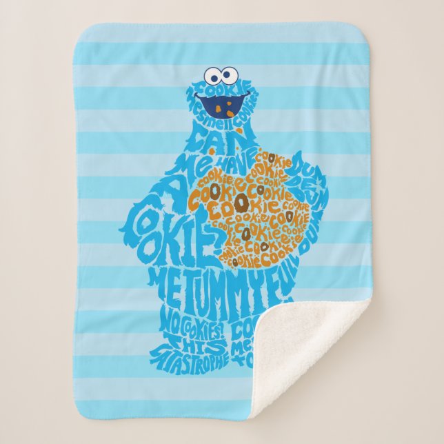 Cookie Monster Pattern Fill Sherpa Blanket (Front)