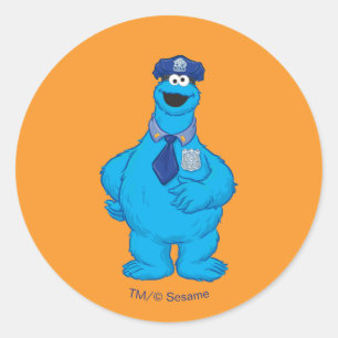 Cookie Monster Police Officer Costume Classic Round Sticker