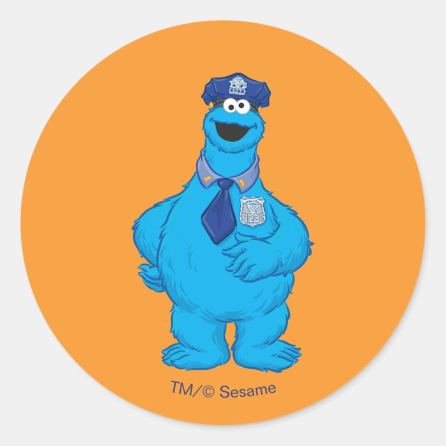 Cookie Monster | Police Officer Costume Classic Round Sticker (Front)