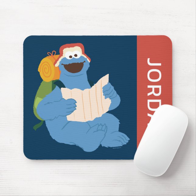 Cookie Monster Reading A Map | Add Your Name Mouse Mat (With Mouse)