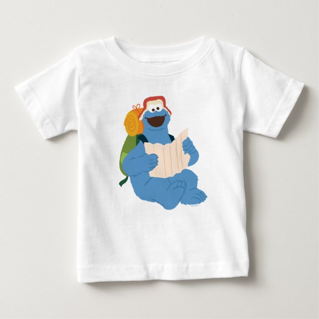 Cookie Monster Reading A Map Baby T-Shirt (Front)