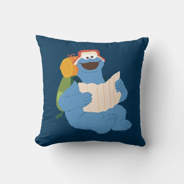 Cookie Monster Reading A Map Cushion (Front)