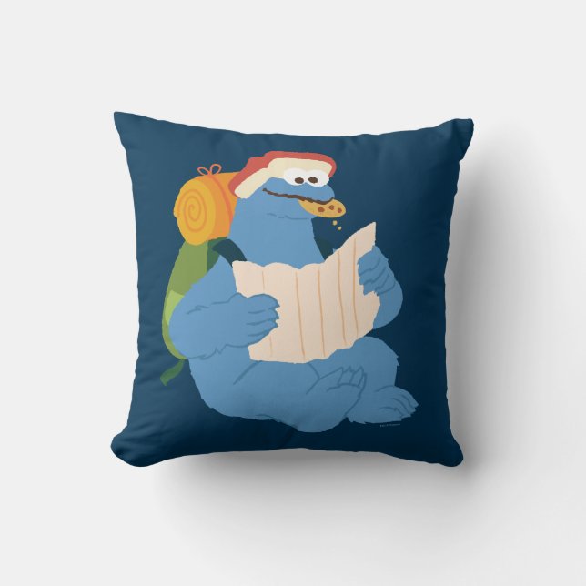 Cookie Monster Reading A Map Cushion (Front)