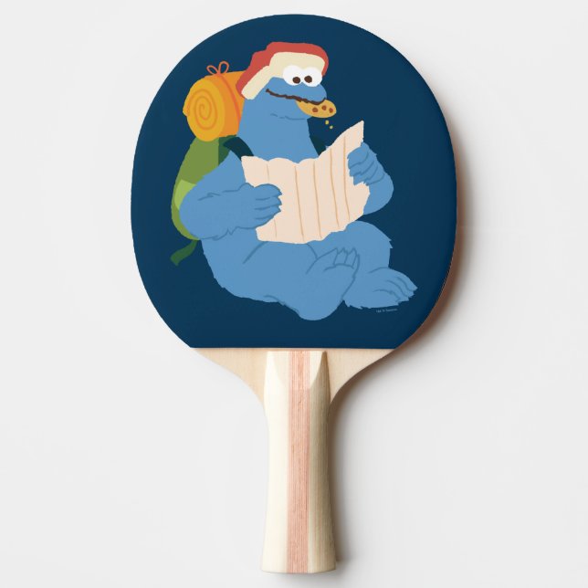 Cookie Monster Reading A Map Ping Pong Paddle (Front)